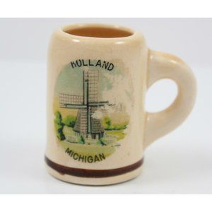 Vintage Ceramic Holland Michigan Toothpick Holder Shot Glass Hamilton Japan